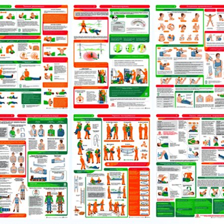 Комплект плакатов Первая реанимационная и первая медицинская помощь 6л